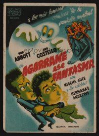 1e336 HOLD THAT GHOST Spanish herald '41 great art of scared Bud Abbott & Lou Costello & sexy babes!