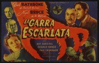 1e378 SCARLET CLAW Spanish herald '44 art of Basil Rathbone as Sherlock Holmes!