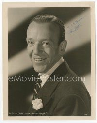 1e221 FRED ASTAIRE signed 8x10 still '50s great smiling head & shoulders portrait in suit & tie!