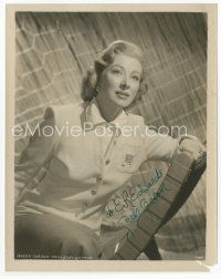 1e225 GREER GARSON signed 8x10 still '50s seated portrait of the actress wearing a golf sweater!