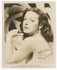 1e226 HEDY LAMARR signed 8x10 still '50 close up of the beautiful star wearing backless dress!