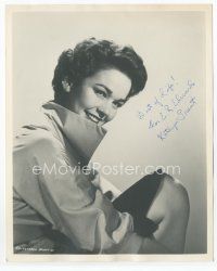1e239 KATHRYN GRANT signed deluxe 8x10 still '56 great smiling portrait with her collar upturned!