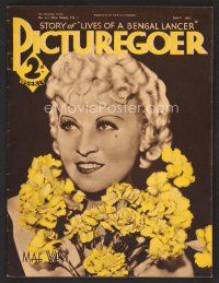 1f333 PICTUREGOER English magazine June 8, 1935 wonderful portrait of Mae West with flowers!