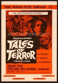 1f314 TALES OF TERROR English pressbook '62 Peter Lorre, Vincent Price & Basil Rathbone!