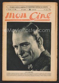 1f377 MON CINE French magazine June 14, 1923 cool smiling portrait of the great Lon Chaney!