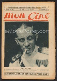 1f378 MON CINE French magazine September 6, 1923 great portrait of Erich von Stroheim!