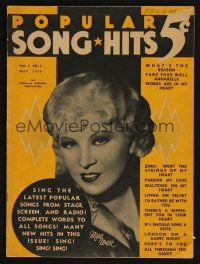 1f142 POPULAR SONG HITS magazine May 1935 great close image of sexy Mae West!
