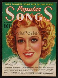 1f145 POPULAR SONGS magazine February 1937 head & shoulders art of pretty Jeanette MacDonald!
