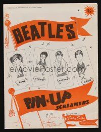 1f028 BEATLES 4 special 9x24 screamers '64 great Currie art of John, Paul, George & Ringo!