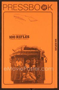 1f429 100 RIFLES pressbook '69 Jim Brown, sexy Raquel Welch & Burt Reynolds on back of train!