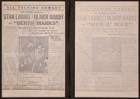 1f027 BERTH MARKS/MEN O'WAR 2 photostat copy pressbooks '70s Laurel & Hardy, copies of originals!