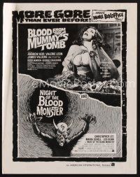 1f446 BLOOD FROM THE MUMMY'S TOMB/NIGHT OF BLOOD MONSTER pressbook '72 more gore than ever before!
