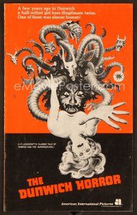 1f463 DUNWICH HORROR pressbook '70 AIP, wild horror art of Medusa monster attacking woman!