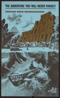 1f491 LAND THAT TIME FORGOT pressbook '75 Edgar Rice Burroughs, Akimoto dinosaur art!