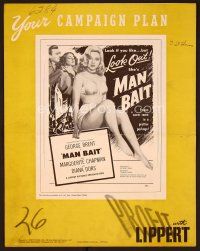 1f511 MAN BAIT pressbook '52 best full-length image of bad girl Diana Dors in her underwear!