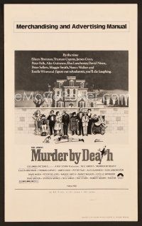 1f526 MURDER BY DEATH pressbook '76 great Charles Addams art of cast by dead body & spooky house!