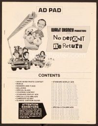 1f541 NO DEPOSIT NO RETURN pressbook '76 Disney, art of David Niven in crane bucket w/money bags!
