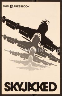 1f598 SKYJACKED pressbook '72 Charlton Heston, Yvette Mimieux, cool art of Boeing 707 airplane!
