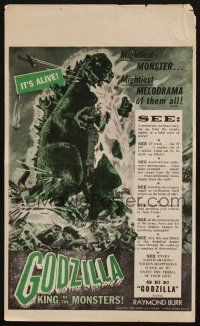 1f471 GODZILLA pressbook supplement '56 Gojira, Toho, sci-fi classic, cool monster art!