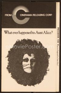 1f657 WHAT EVER HAPPENED TO AUNT ALICE? pressbook '69 creepy close up of woman buried up to her face