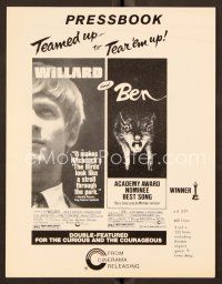 1f667 WILLARD/BEN pressbook '73 classic killer rat movies teamed up to tear 'em up!