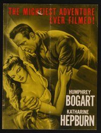 1f097 AFRICAN QUEEN promo brochure '52 cool artwork of Humphrey Bogart & Katharine Hepburn!