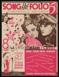 1f146 SONG HIT FOLIO Vol 1 No 3 magazine '34 Bing Crosby, Carole Lombard + screen & radio stars