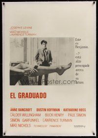 1g185 GRADUATE linen Argentinean '68 classic image of Dustin Hoffman & Anne Bancroft's sexy leg!