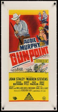 1g196 GUNPOINT linen Aust daybill '66 Audie Murphy in the story of a town with a gun in its back!