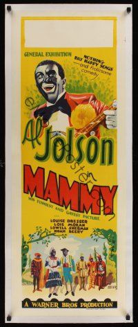 1g198 MAMMY linen long Aust daybill '30 different art of Al Jolson in blackface by Wynne W. Davies!