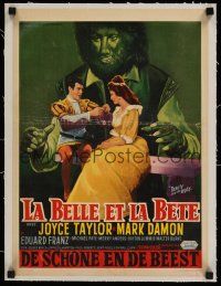 1g221 BEAUTY & THE BEAST linen Belgian '62 Mark Damon turns into a werewolf at night, Joyce Taylor