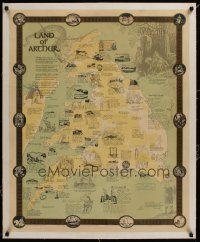 1g114 LAND OF ARTHUR linen special English 27x34 '30s a map of the British Isles with English lore!