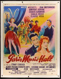 1g032 PARIS MUSIC HALL linen style B French 1p '57 great colorful artwork by Boris Grinsson!
