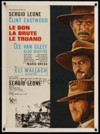 1g206 GOOD, THE BAD & THE UGLY linen French 23x32 R70s Eastwood, Van Cleef, Wallach, Sergio Leone