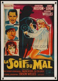 1g212 TOUCH OF EVIL linen French 23x32 '58 different art of Welles, Heston & Leigh by Belinsky!