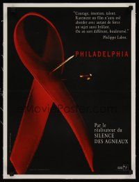 1g218 PHILADELPHIA linen teaser French 15x21 '93 Demme, completely different art of red AIDS ribbon!