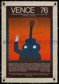 1g112 VENCE 76 linen French 15x21 concert poster '76 orchestra music, cool art by Jean Michel Folon!