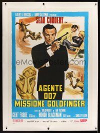 1g054 GOLDFINGER linen Italian 1p R80s great artwork images of Sean Connery as James Bond 007!