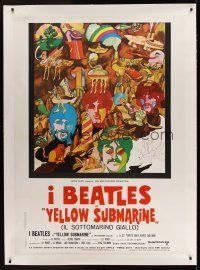 1g068 YELLOW SUBMARINE linen Italian 1p R70s psychedelic art of Beatles John, Paul, Ringo & George!