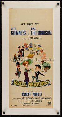 1g259 HOTEL PARADISO linen Italian locandina '66 different art of Guinness & sexy Lollobrigida!