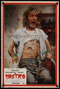 1g249 MONSTER linen Italian photobusta '94 wacky image of Roberto Benigni wired to machine!