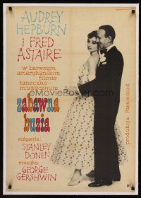 1g162 FUNNY FACE linen Polish 23x33 '62 art of Audrey Hepburn close up & full-length + Fred Astaire!
