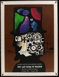 1g165 100 LAT KINA W POLSCE linen Polish film festival poster '95 Lenica art of man w/projector head