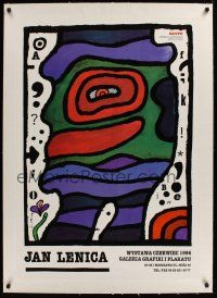 1g095 JAN LENICA linen Polish art exhibit poster '96 really cool colorful artwork by Jan Lenica!