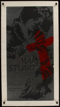 1g119 MARY STUART linen Broadway stage play poster '71 art of Salome Jens as the Queen of Scots!