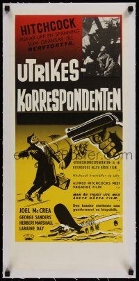 1g127 FOREIGN CORRESPONDENT linen Swedish stolpe R50s Alfred Hitchcock, Joel McCrea, different art!