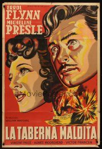 1h063 ADVENTURES OF CAPTAIN FABIAN Argentinean '51 different art of Errol Flynn & Micheline Prelle!