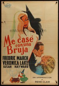 1h078 I MARRIED A WITCH Argentinean R40s wonderful art of sexiest Veronica Lake & Fredric March!
