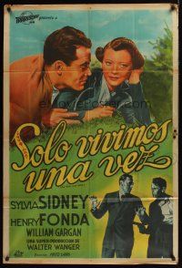 1h127 YOU ONLY LIVE ONCE Argentinean R40s Fritz Lang film noir, Henry Fonda, Sylvia Sidney