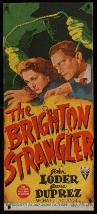 1h023 BRIGHTON STRANGLER Aust daybill '44 stone litho of John Loder, June Duprez & the killer!